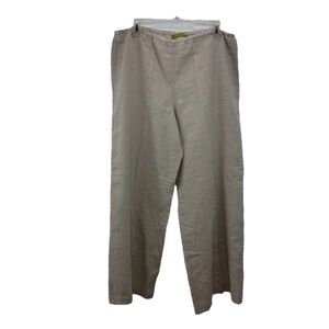 Sigrid Olsen Beige Linen Pants Wonens Large Relaxed Fit Wide Leg